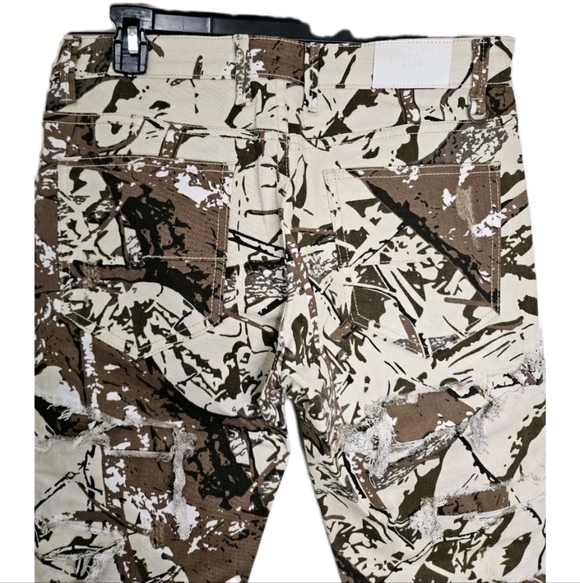 KDNK Hunter's Complex Jeans Pants Camo Brown Cream Distressed Mens Size 32 NEW - Picture 11 of 13